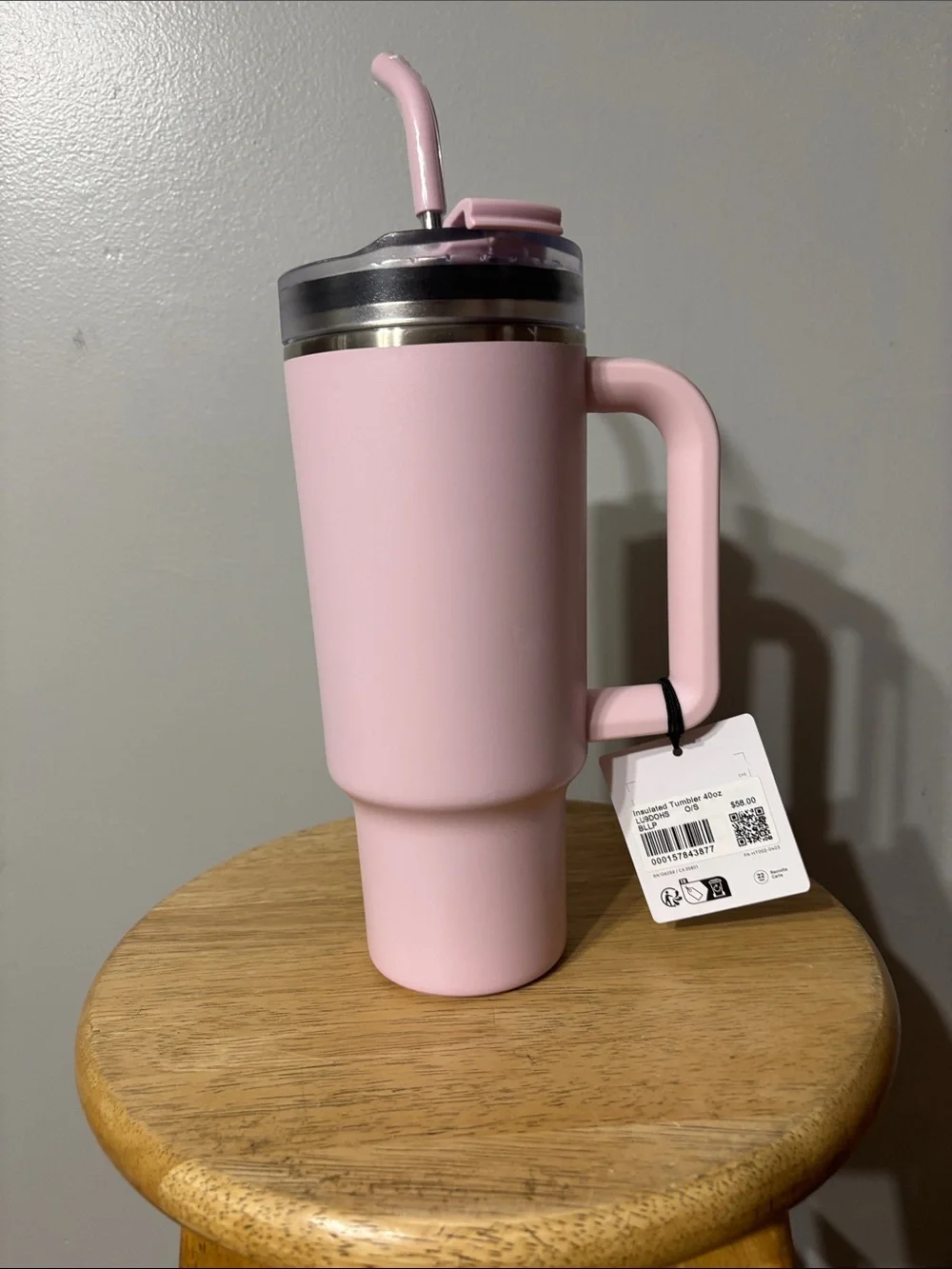 lululemon athletica Light Pink Insulated Travel Tumbler with Handle & Straw NWT!